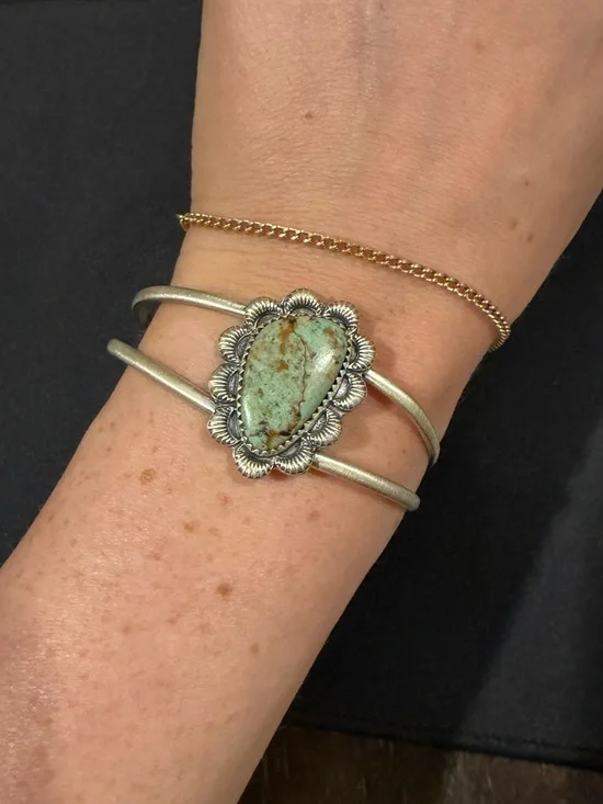 Big Royston turquoise cuff! Adjustable 925 - Picture 3 of 3